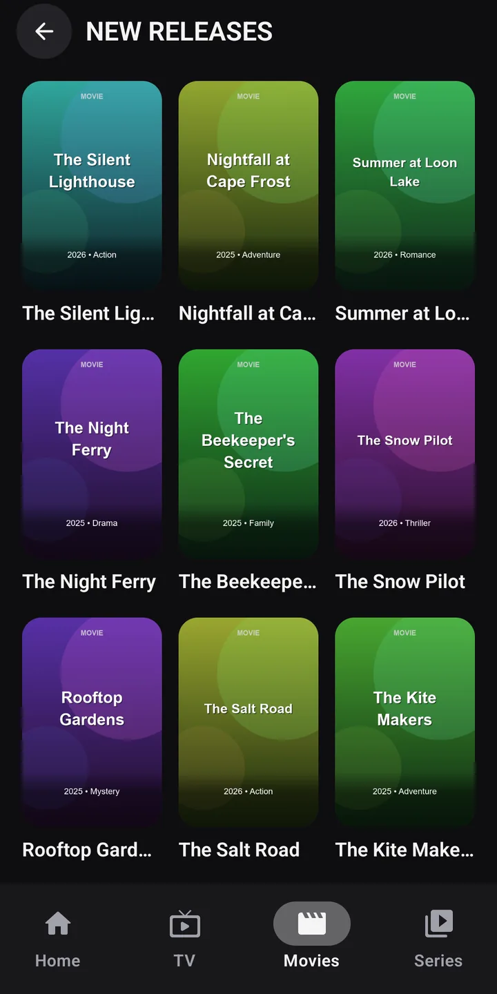 Grille d’affiches de films sur téléphone.